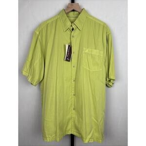 NEW Tommy Bahama Button Down Shirt Men's Large Lime Green TB18 Golf Cotton Blend